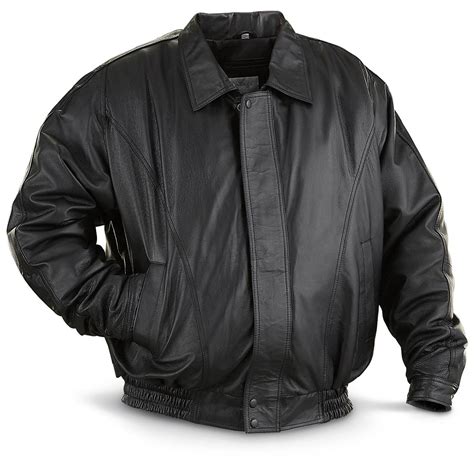 Black Nappa Leather Bomber Jacket .